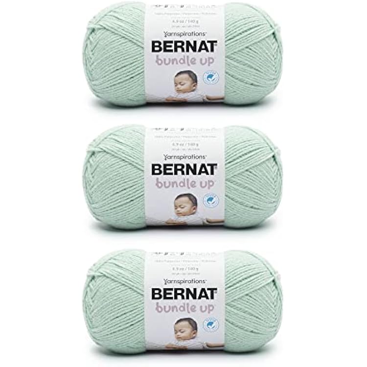 Bernat Bundle Up Green Mist Yarn - 3 Pack of 141g5oz - Polyester - 4 Medium Worsted - 267 Yards - Knitting, Crocheting & Crafts
