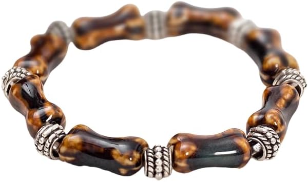 Handmade Colored Glaze Ceramics Stretch Elastic Bracelet for Gifts Unisex