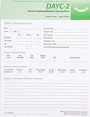 DAYC-2 Social-Emotional Domain Scoring Forms (25)