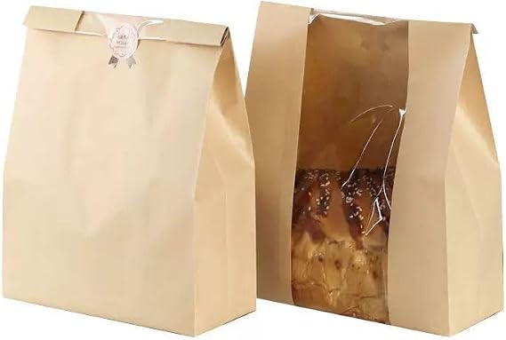 Pack of 100 Bread Bags for Homemade Bread,Large Kraft Paper Bread Sourdough Bags Grocery Bags for candy, sandwiches, snacks, pastries,Fruit Veggies -13.8 x8.3 x3.55 inch