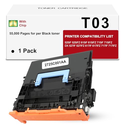 T03 Toner Cartridge 2725C001AA Black Compatible with ImageRunner Advance 525iF 525iFZ 615iF 615iFZ 715iF 715iFZ DX 527iF 527iFZ 617iF 617iFZ 717iF 717iFZ X1861 X1871 Printers