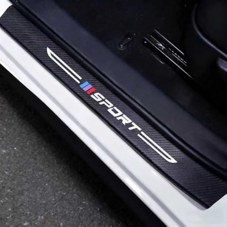 4PCS Car Door Sill Protector Kick Plate Guard for Kia K3 2025 2024 2023, Carbon Fiber Step Pedal Sticker, Auto InnerOuter Threshold Decoration Accessories