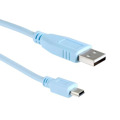 CablesAndKits Compatible Cisco Blue USB Console Cable 6ft | A to Mini-B Rollover Cable | Compatible with Cisco Routers, Switches, Firewalls | Replacement for CAB-Console-USB, 37-1090-01