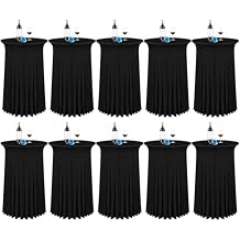 10 Packs 32"x 43" Round Cocktail Table Skirt, Spandex Fitted High Top Table Skirt, Spandex Stretch Cocktail Tablecloth for Wedding Party Bar Banquet Birthday Tables(Black)