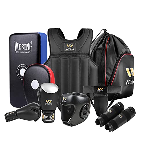 Wesing MMA Boxing Set 8pcs Sanda Chest Protector for Men Women Martial Arts Equipment