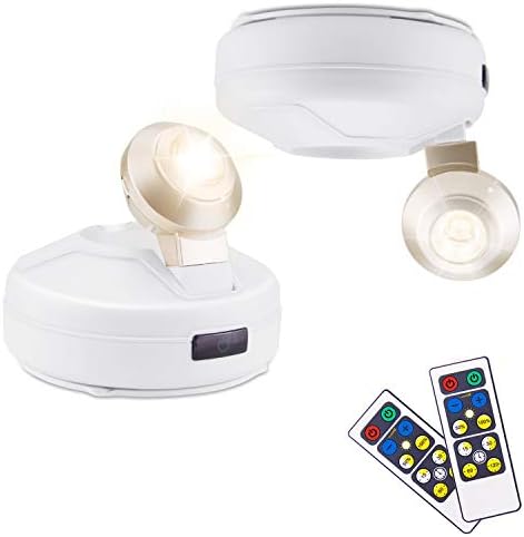 BIGLIGHT Battery Operated Accent Lights, Wireless Spotlight, LED Puck Light, Dimmable Uplight with Remote, Stick on Lights for Painting Picture Frame Artwork Closet Tree Plants