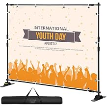 VEVOR Backdrop Stand 10 x 8 Ft, Height Adjustable Background Stand with 1 Carrying Bag, Photo Backdrop for Party Wedding Studio Trade Show