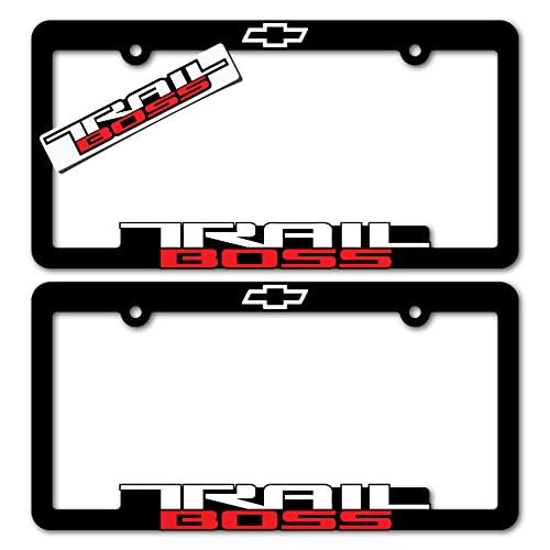 2 TRAIL BOSS License Plate Frames 3D Raised Letter Frame Brackets 1-Pair