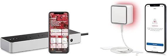 Eve Energy Strip - Apple HomeKit Smart Home Triple Outlet & Power Meter with Built-in Schedules & Water Guard - Smart Home Water Leak Detector, 6.5 ft Sensing Cable, 100 dB Siren