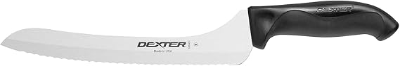 Dexter 9" Scalloped Offset Slicer, Black Handle