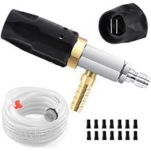 Adjustable Pressure Washer Long Range Nozzle 2-2.5 GPM with 45 FT Braid Hose, Downstream Injector Power Washer Spray Nozzle Kit, External Chemical Injection, 14 Quick Connect, 2000-3000PSI