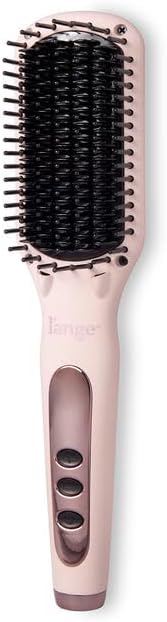L'ANGE HAIR Le Vite Straightening Brush | Heated Hair Tool for Smoother, Frizz-Controlled Look | Dual-Voltage Hot Brush Straightener for Effortless Styling & Shine | Ceramic Standard Size (Blush)