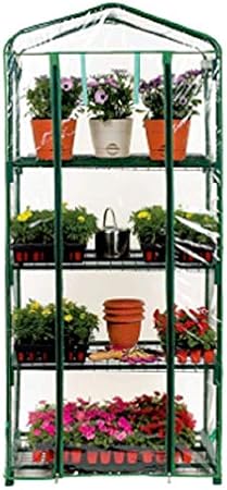 MISCO 4-Tier Greenhouse Outdoor Gardening Hot House 27 inches Length by 19 inches Width and 63 inches Height with Zippered Cover and Metal Shelves for Growing Vegetables, Flowers and Seedlings