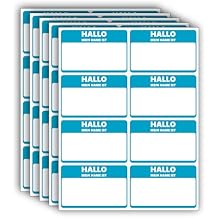 German Personalized Name Tag Stickers (40pc) by DCM Solutions (Cyan)