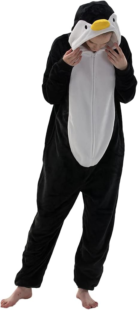 Snug Fit Unisex Adult Onesie Pajamas, Flannel Cosplay Animal One Piece Halloween Costume Sleepwear Homewear
