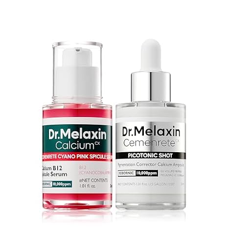 Dr.Melaxin Lumi firm & lift Duo | Korean facial Collagen Firming serum plumping skin & tightening refines skin repair density | Cyano Pink Spicule Serum + Picotonic Shot Ampoule