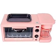 Multifunction Breakfast Machine with Mini Toaster Electric Oven, 3 in 1 Breakfast Maker Station, Breakfast Egg Sandwich Maker (Pink)