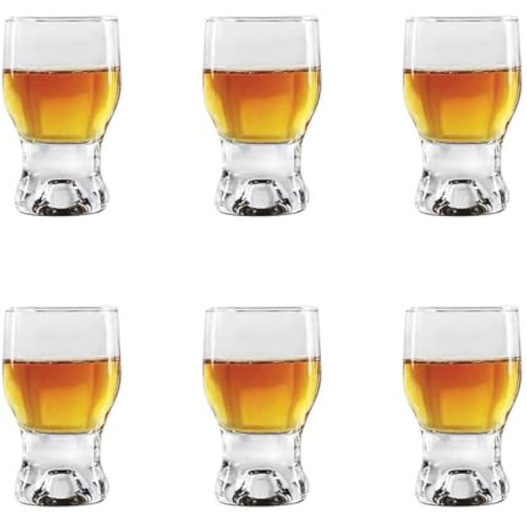 Shot Glasses Set of 6 2 oz Heavy Base Clear Glass Shooters for Liquor & Spirits | Durable Barware Gift for Men & Women, Wedding Favors, Groomsmen, Parties 6 Set