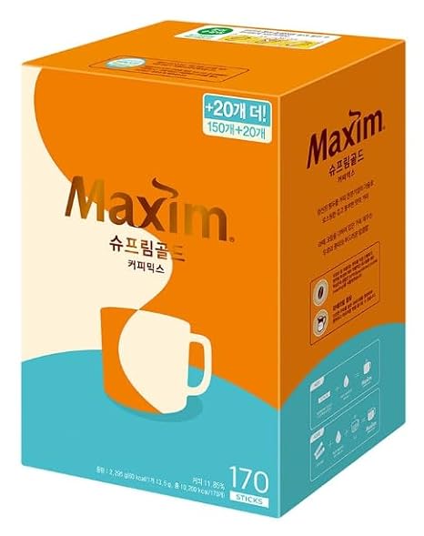 Maxim Supreme Gold Coffee Mix Korean Instant Coffee Packets with Latte Creamer (170 sticks)