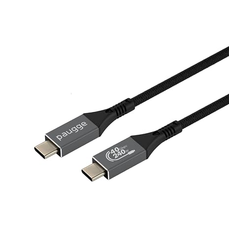 Paugge USB 4 Cable - 40Gbps, USB C Image, Audio, Data and Charging Cable - 8K 60Hz, 4K 144Hz /120Hz / 60Hz, HDR (1 Meter)