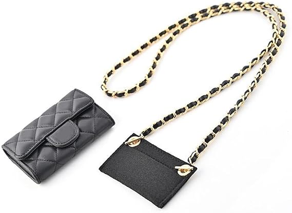 Conversion Kit (Insert+Chain) for Chanel Card Holder Wallet On Chain, Handmade Conversion Kit for CF Classic Wallet Purse, DIY Conversion Kit for CC CF TriGeBAYAJIAZitfold Wallet (Silver Chain, 100cm)
