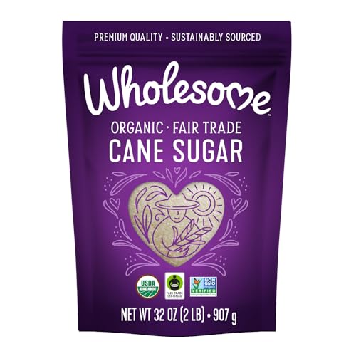 Wholesome Sweeteners 32-Ounce Organic Cane Sugar, Fair Trade, Non GMO, Gluten Free, Pure & Vegan, for Baking and Sweetening, 1 Pack