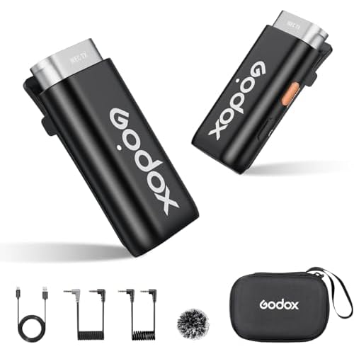 GODOX WEC Wireless Lavalier Microphone 24H 200m Wireless Range Lavalier Lapel Mic Recording Noise Cancellation Compact 2.4GHz Lapel Mic for Camera Computer Smartphone TikTok Interview Recording