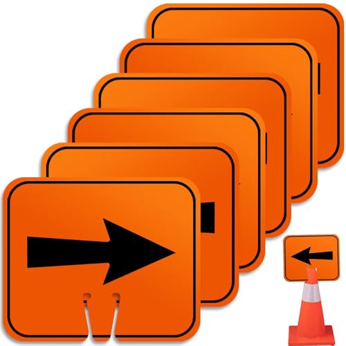 Traffic Arrow Signs 6Pcs Traffic Cone Sign Orange Detour Signs Road Cone Top Directional Left Right Arrows Sign for Road Barricade Outdoor Construction Warning