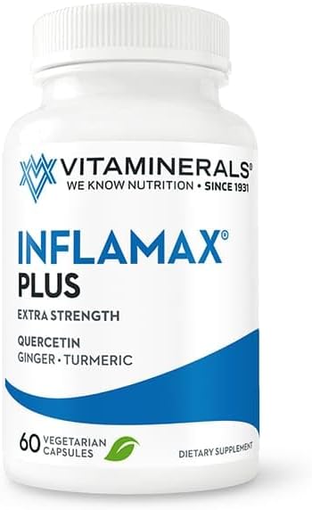 Vitaminerals Inflamax Plus | Quercetin | Proteolytic Enzymes | Ginger | Turmeric | Veggie caps (120)