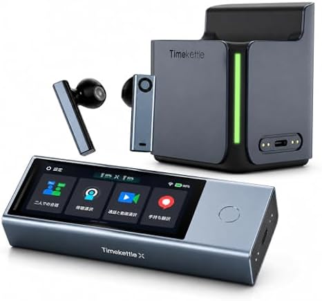 Timekettle X1 Meeting AI Simultaneous Translator + Dedicated Charging Dock Set, Standalone Design, Smartphone App Not Required, Up to 60 People, 5 Languages, Real-Time Translation, Supports 52