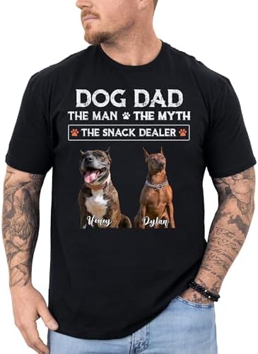 Personalized Dog Dad Shirt for Men, Custom Dog Dad T Shirt with Name Photo, Custom Fathers Day Shirt