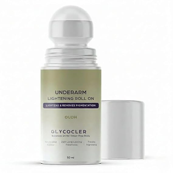 VM Underarm Lightening Roll On (Oudh) with 5% AHA, Glycolic Acid & Salicylic acid 0.5% W/W | For Underarms | Lightens & Remove Pigmentation | Deodorant for Underarms | Glycoclear | Men & Women