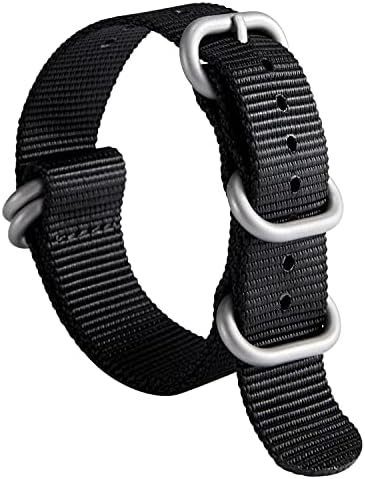 BINLUN Premium Ballistic Nylon Watch Strap, Heavy Duty 5-Ring Replacement Watch Band with Stainless Steel Buckle, Durable & Comfortable Sport Band for Men Women, Fits 18-24mm