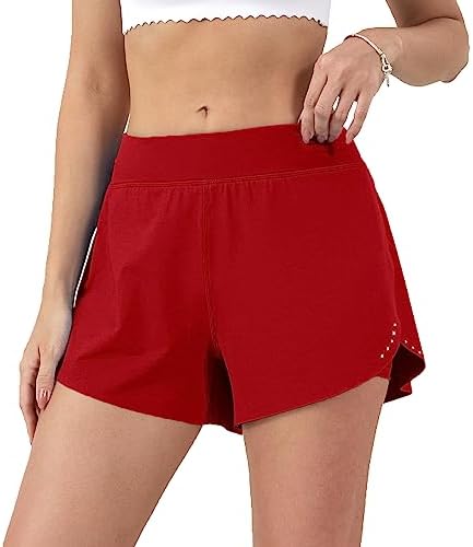 Aurefin Womens 2 in 1 Flowy Running Shorts High Waisted Athletic Shorts for Women Lightweight Workout Yoga Gym Shorts