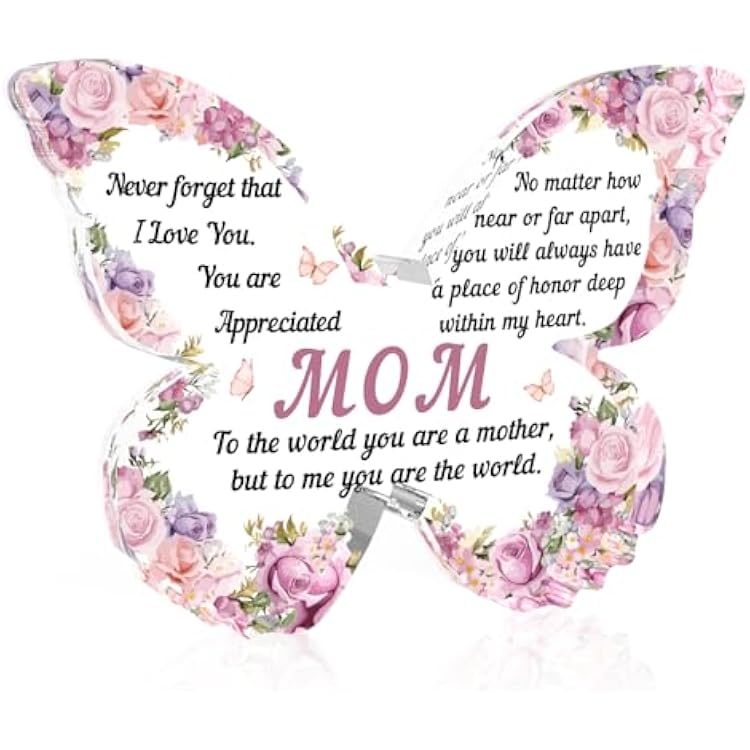 Mothers Day Gifts for Mom Valentines Day Gift for Mom Butterfly Acrylic Decorations, Mommy Gift from Daughters Mommy Stepmother Birthday Gifts from Sons Ideas for Christmas Anniversary Birthday