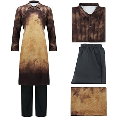 Men Killer Costume Bloody Butcher Halloween Cosplay Outfits Apron Shirt Set Adult Horror Killer Uniform