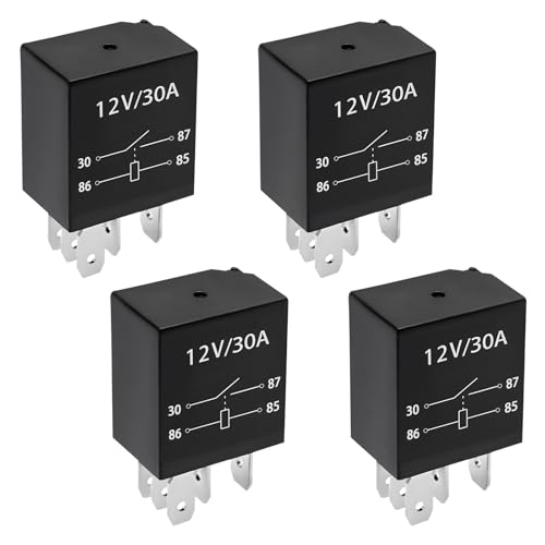 4 PCS 30A Starter Relay, 5 Pin 12 V Multi-Purpose Relays, Waterproof Heavy Duty Auto Relay, Automotive Engine Standard Relays Replacement Parts, Universal Car Accessories 5Pin, 4PCS
