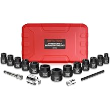 GETLITOOL 17Pcs Impact Bolt Extractor Tool Set, 42CR-MO Impact Bolt & Nut Remover Set with Storage Case, Nut Extractor Socket with Adapter for Car Repair, Machine Maintenance, Tools for Men's Gift