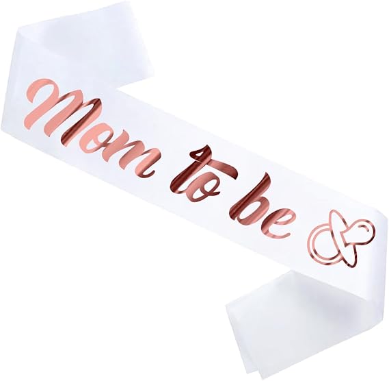 Mom to Be Sash, Baby Shower Party, Gender Reveal Party, Welcome Baby Sash for Women, Baby Shower Sash, White Satin Sash with Metallic Lettering. Maternity Sash, Neutral Mom to be.