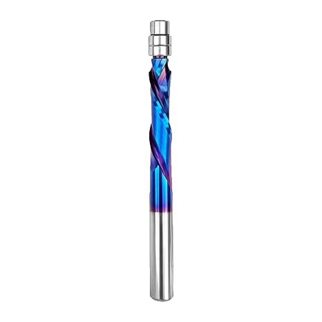 Compression Spiral Flush Trim Router Bit Solid Carbide 1/4 Inch Shank | Naco Coating CNC Spiral Router Bit for Woodworking Trimming