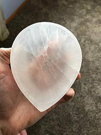 large Selenite bowl, Charging bowl, 4" Leaf shaped selenite bowl