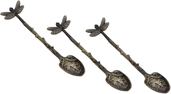 3pcs Retro Dragonfly Spoon Coffee Spoon Teaspoon Stainless Steel Tableware Creative Sugar Tea Stir Bar Stirring, Dessert, Cake