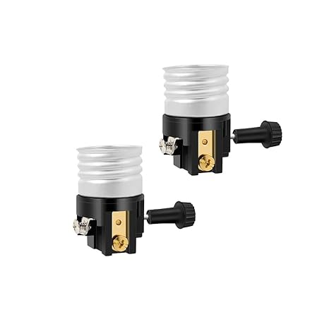 2 Pack UL Listed E26 Light Socket Lamp Parts, Lamp Socket Replacement with ON/Off Switch Knob - Lamp Parts Repair for Table & Floor Lamps