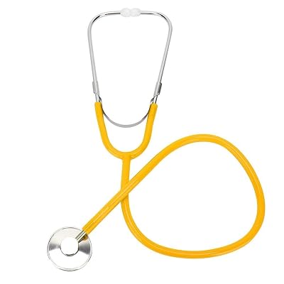 Stethoscope 22 Long Tubing, Lightweight Stethoscope with Aluminum Chestpiece Single Head, Acoustic Sound Yellow Doctors, Nurses, Students, Medical and Home Use