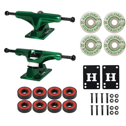 Core Hollow Lightweight Skateboard Trucks  51mm Spitfire Burners Wheels, ABEC 5 Bearings, Hardware Package to Complete a Skateboard Deck