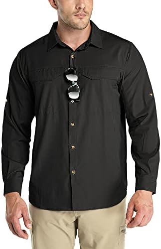 Outdoor Ventures Mens UPF 50 UV Sun Protection SPF Hiking Shirt Long Sleeve Lightweight Quick Dry for Safari Travel Fishing