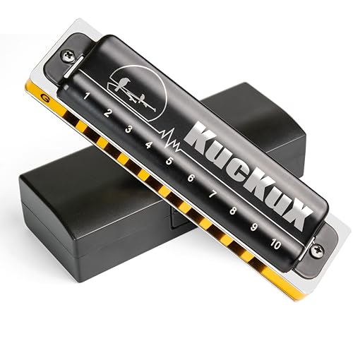 Diatonic Harmonica of G Key,Blues Mouth Organ 10 Holes 20 Tones, Reed of Phosphor Bronze, ABS Combo, Easy-Clean Cover,10 Holes Blues Harp for Adult, Beginner
