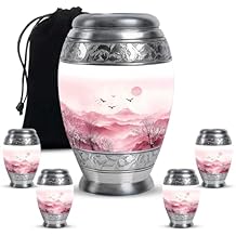 Fashionzaadi Pink Cremation Urns for Adult Ashes Male 1 Large 4 Keepsake - Beige Burial Urn for Ashes for Women - Memorial Urns for Adult Male - Funeral Urn for Dad - 10 & 3 Inch