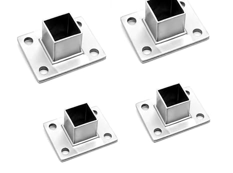 4 Pcs Square Post Bases Stainless Steel Flange Anchor Bases Heavy Duty Post Brackets for Fence Deck Railing Support Posts Accessories, Decking Posts