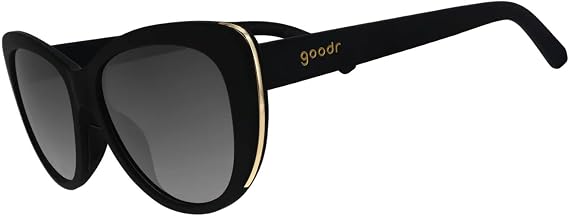 goodr It's Noir, Darling Polarized Sunglasses , Medium Sized (Glam G), Black Solid Frames with Black Gradient Lenses, Light Gold Accents, UV400 Protection, No Slip, No Bounce